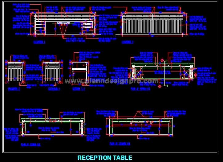 Modern Reception Desk CAD Design with Glass & Stone Finish